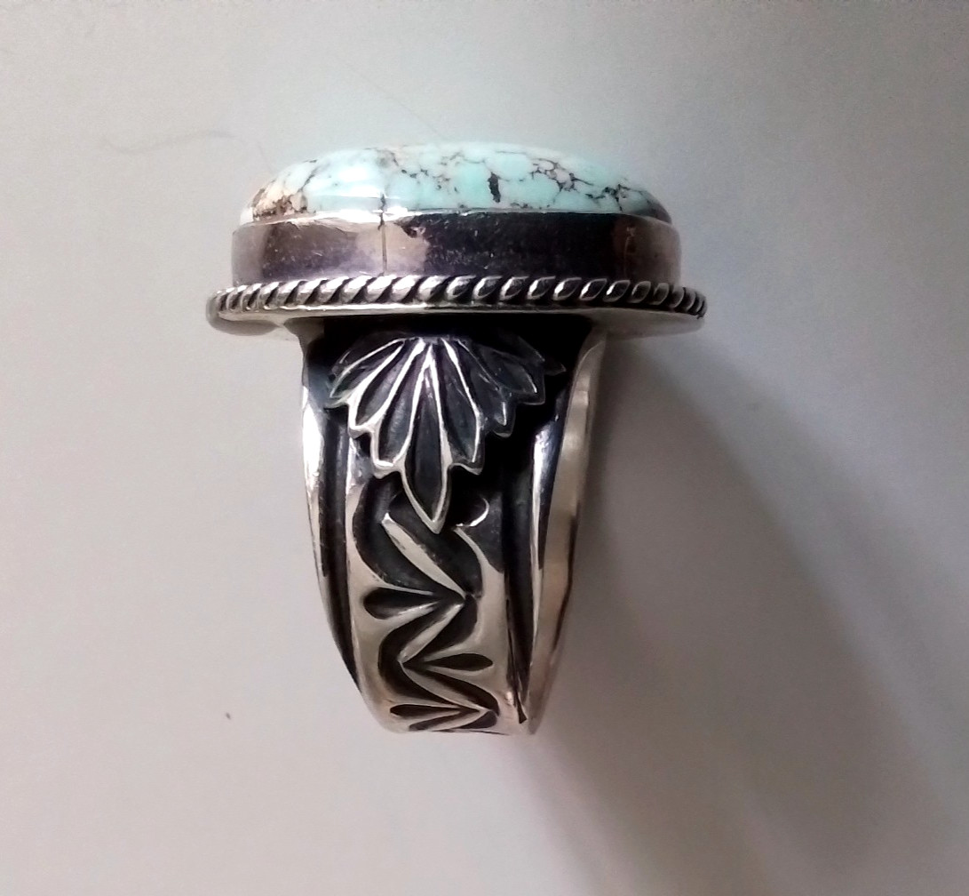 SUNSHINE REEVES Dry Creek Turquoise Sterling Silver Ring Size 11.5 Navajo