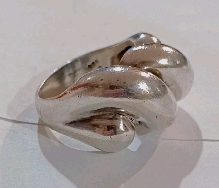 Sterling Silver MCM Modernist Puffy Wave Ring Size 6.75 Retro Heavy 10.7 Grms