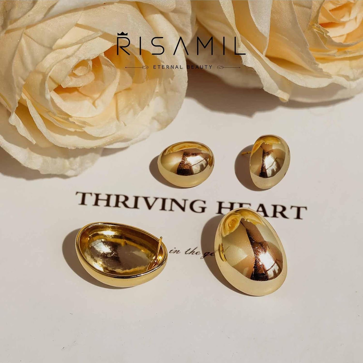 2/3 Pairs Chunky Gold Earrings for Women Trendy, 14K Gold Plated Statement Earri
