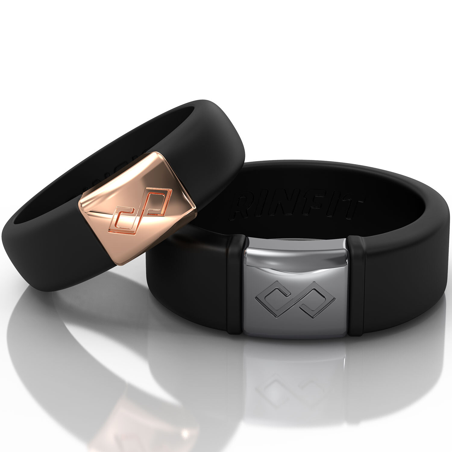Rinfit Silicone Wedding Ring Sets for Couples – Him and Her Metal Infinity Rings