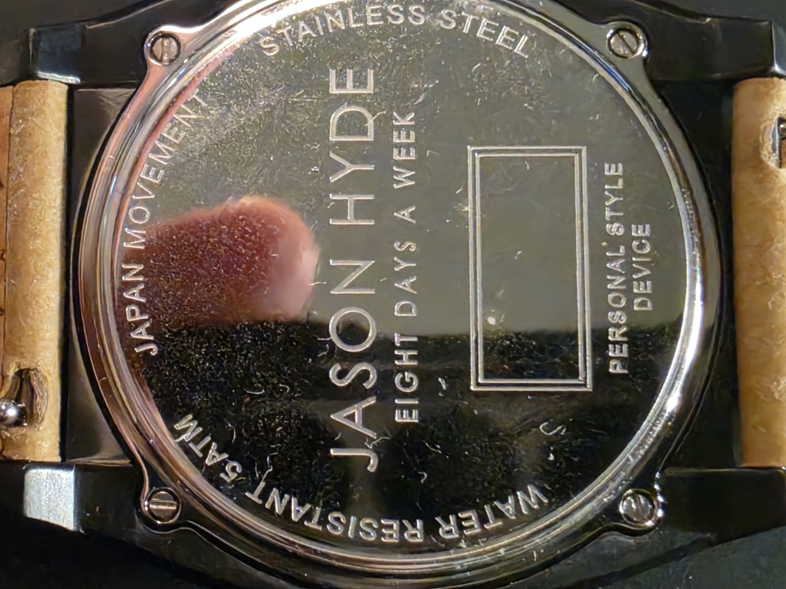 Jason Hyde Amber Quartz Water-Resistant Beige Dial Black Case Strap