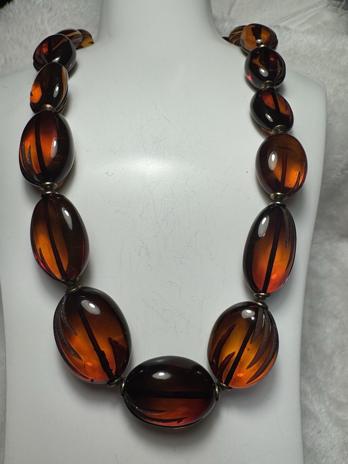 Natural Baltic Amber Bead Necklace – Large Polished Cognac Beads 56.37g 51cm