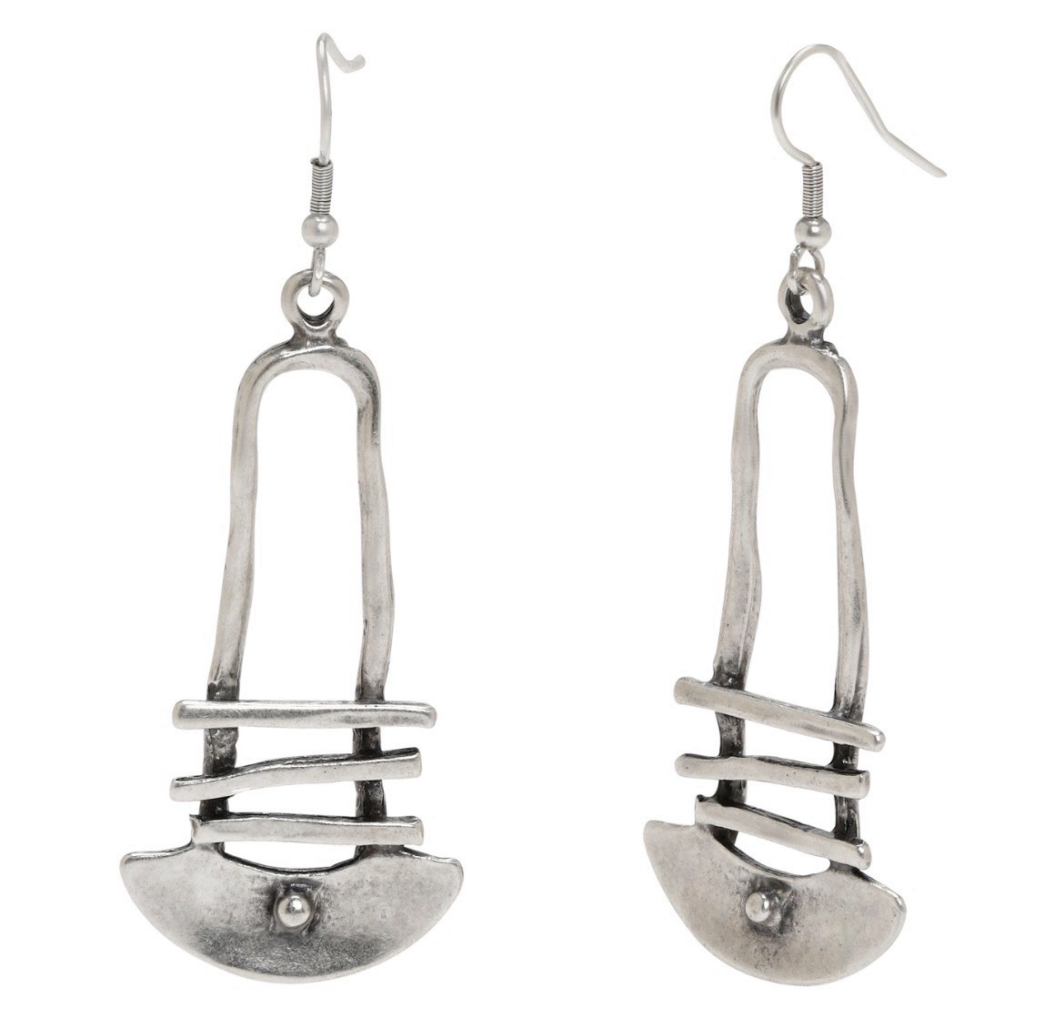 Boho Dangle Earrings – Silver Ethnic Earrings – Artisan Dangle Earrings –
