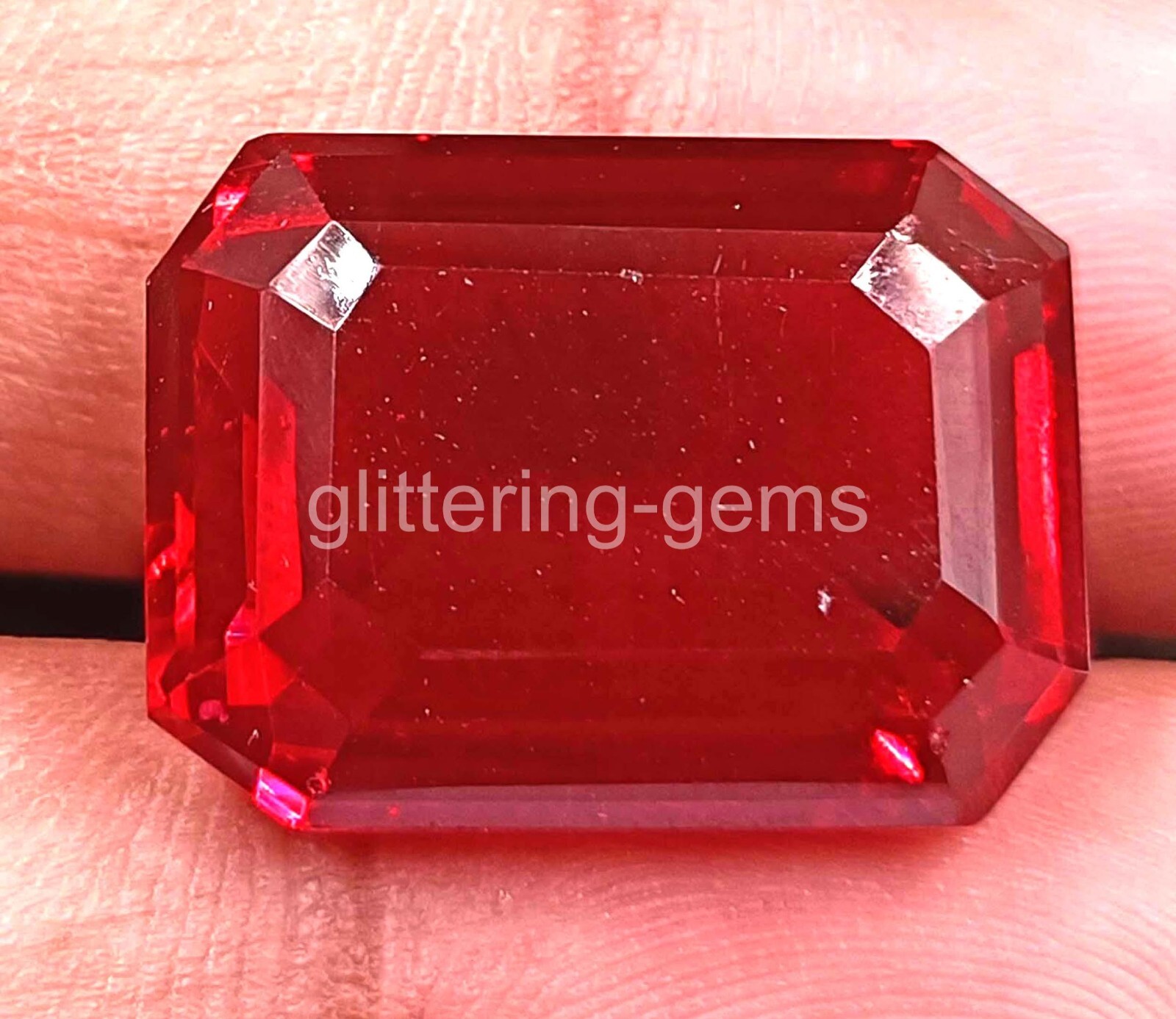 Natural Red Ruby 25.5 Ct Emerald Cut Certified Loose Gemstone 5AIH
