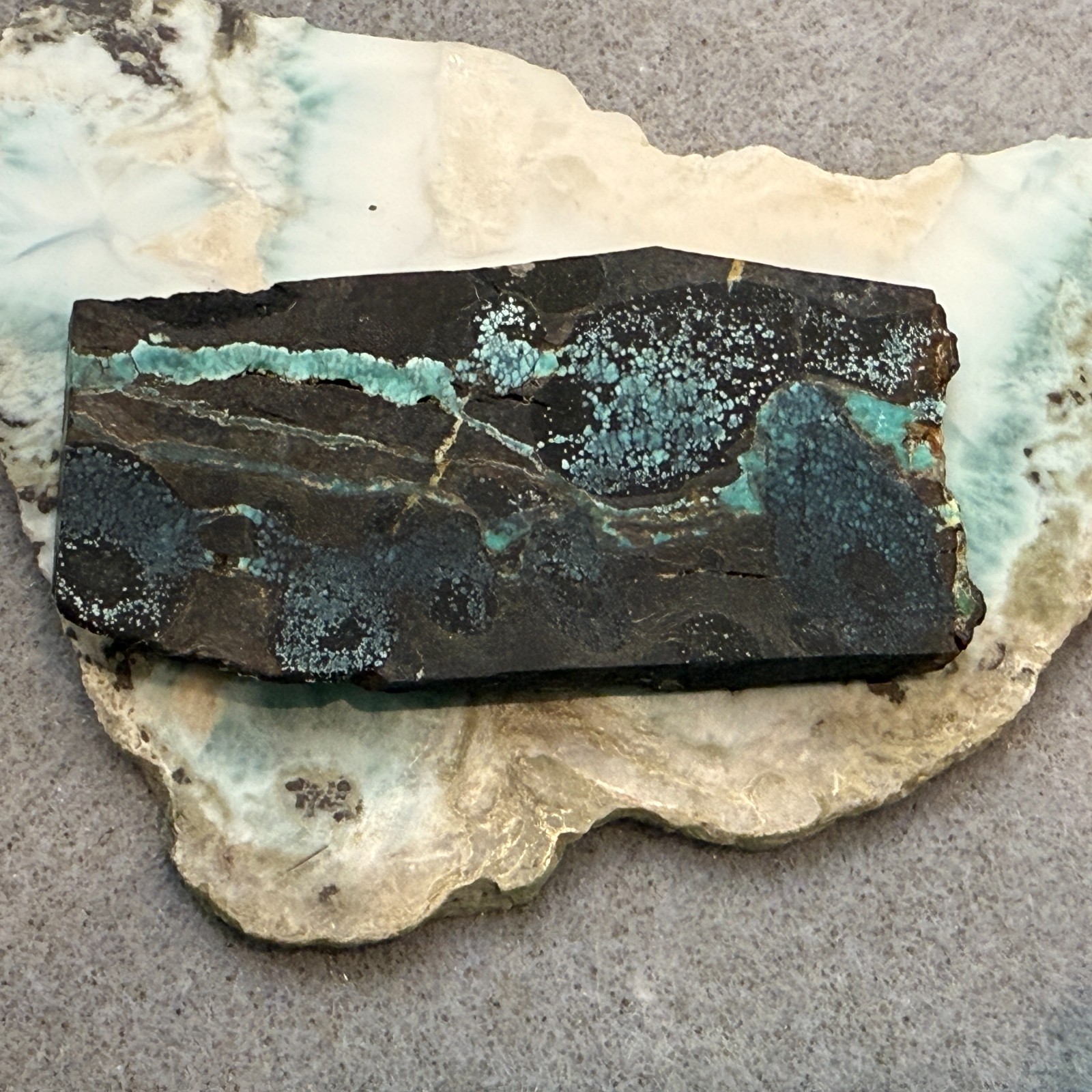 Natural Unpolished Bamboo Mountain Turquoise Slice, 35.6 grams, 178 ct, 27x73mm