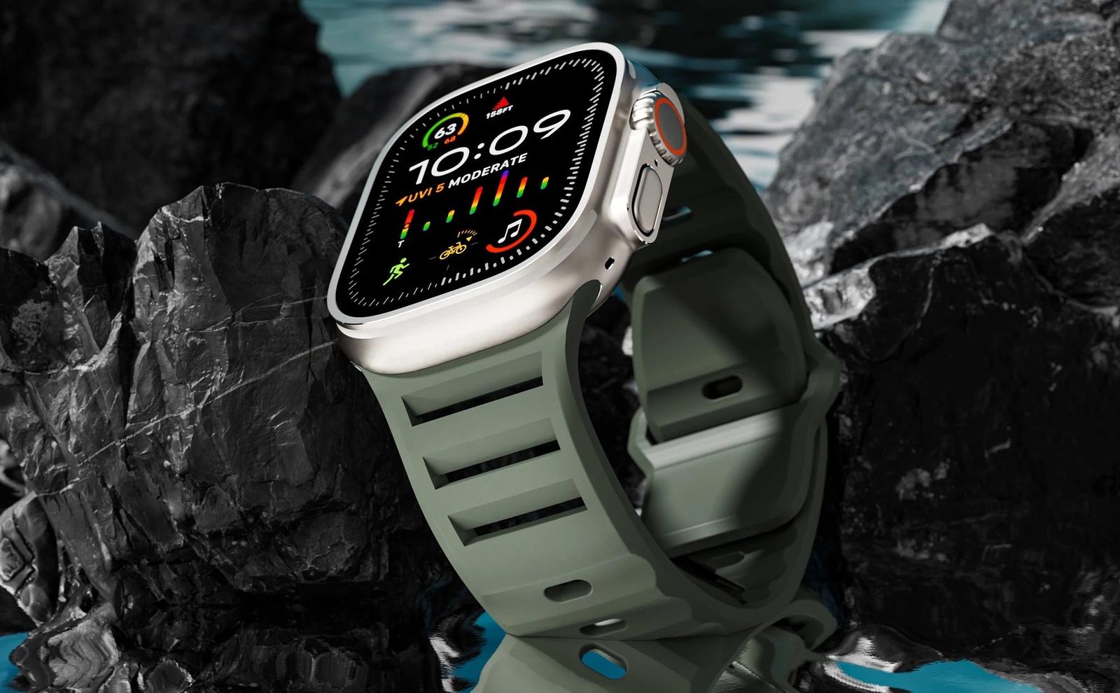 Breathable Wide Sport Silicone Band For Apple Watch 42mm 44mm 45mm 46mm 49mm