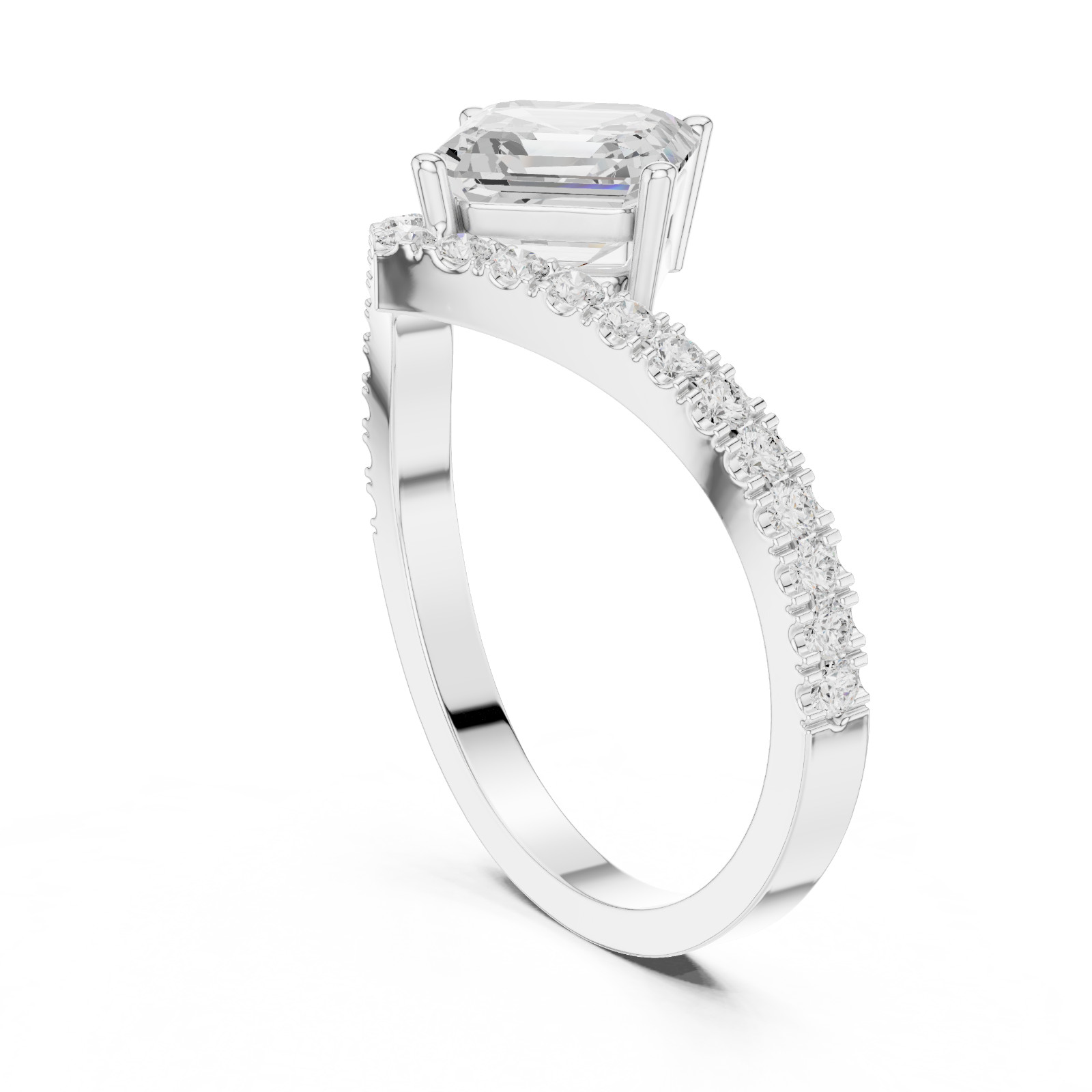 Asscher Certified 1.2 Ct Lab Grown Diamond Promise Engagement Ring 14K Gold Over