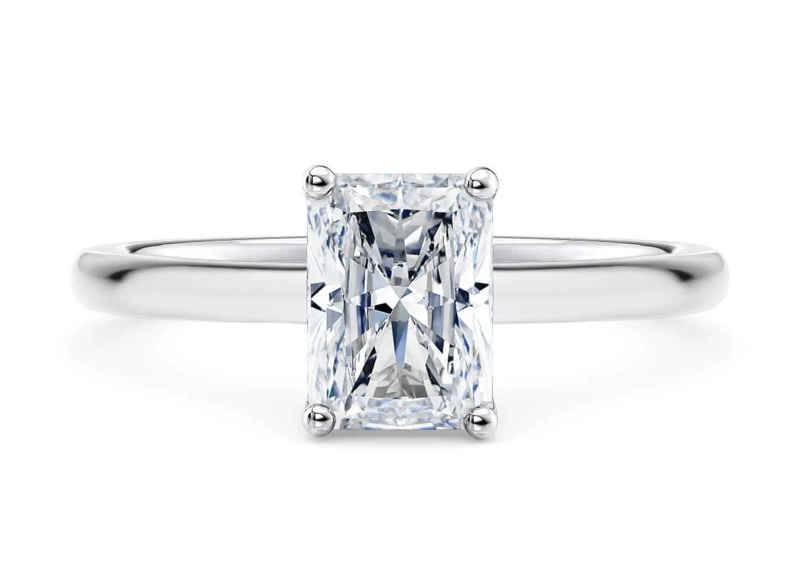 IGI Certified Lab Grown Halo Diamond Ring Radiant 14k White Gold 1.1 Ct VVS E F