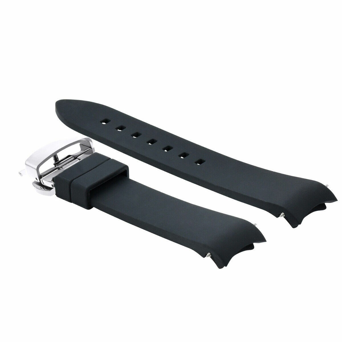 CURVED END SILICONE WATCH BAND RUBBER STRAP 18MM 19MM,20MM 21MM 22MM 24MM +CLASP