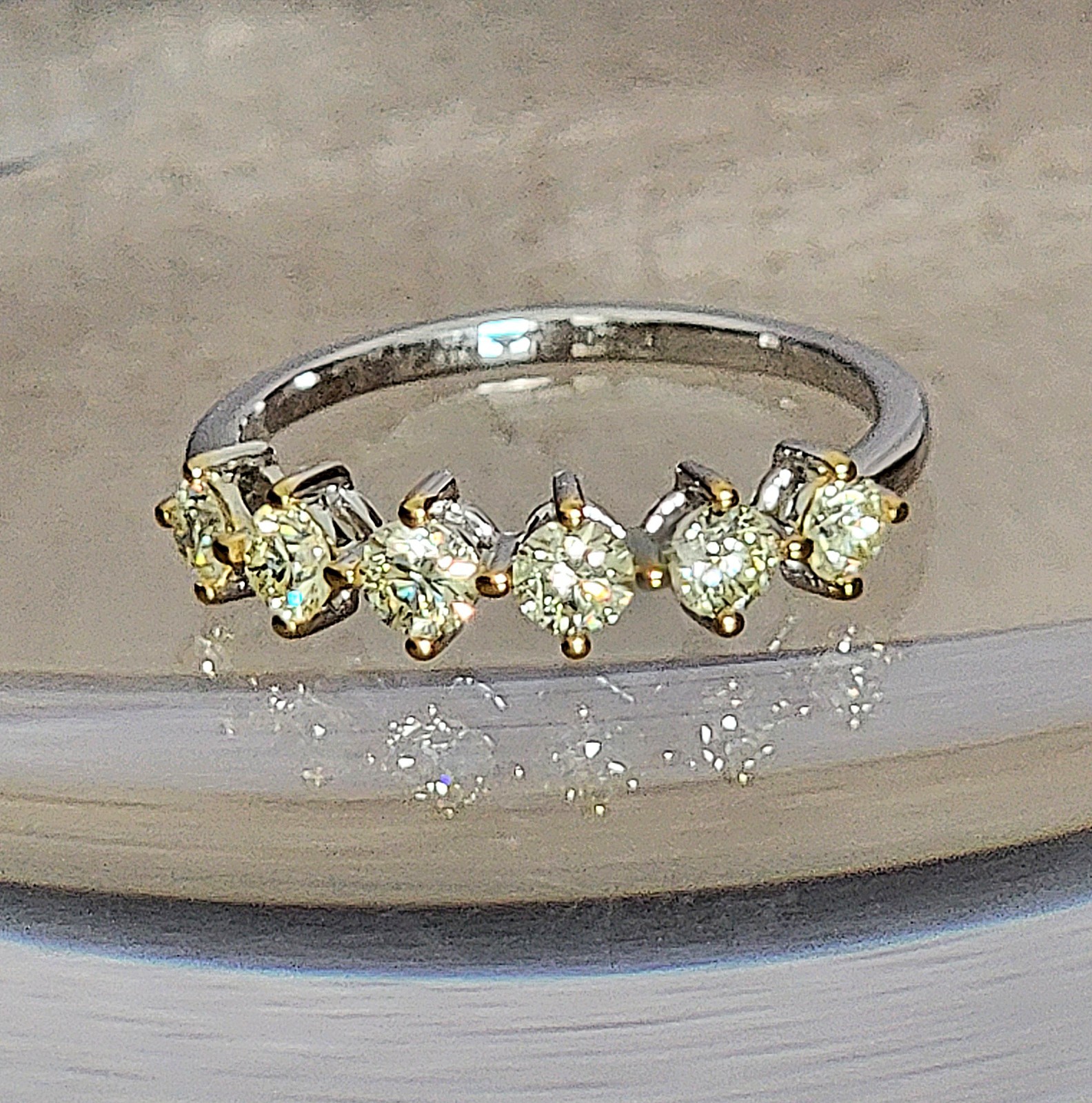 Natural Untreated 0.78ctw Light Yellow Diamond Band Ring 10K White Gold Sz 8 NEW