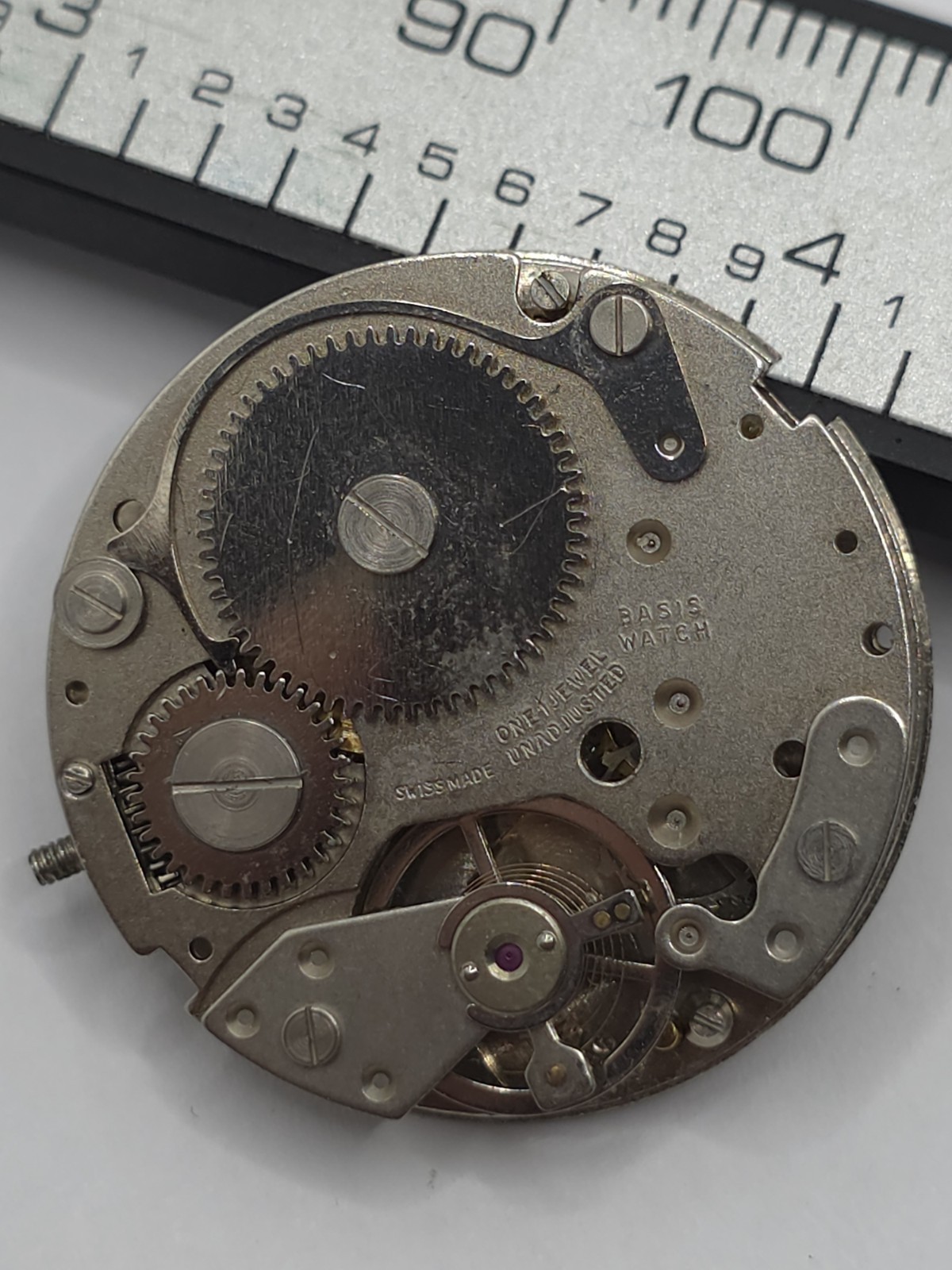 Vintage ORION Watch Movement Cal. BFG 866 Black Dial 2 Hands Main Spring Parts