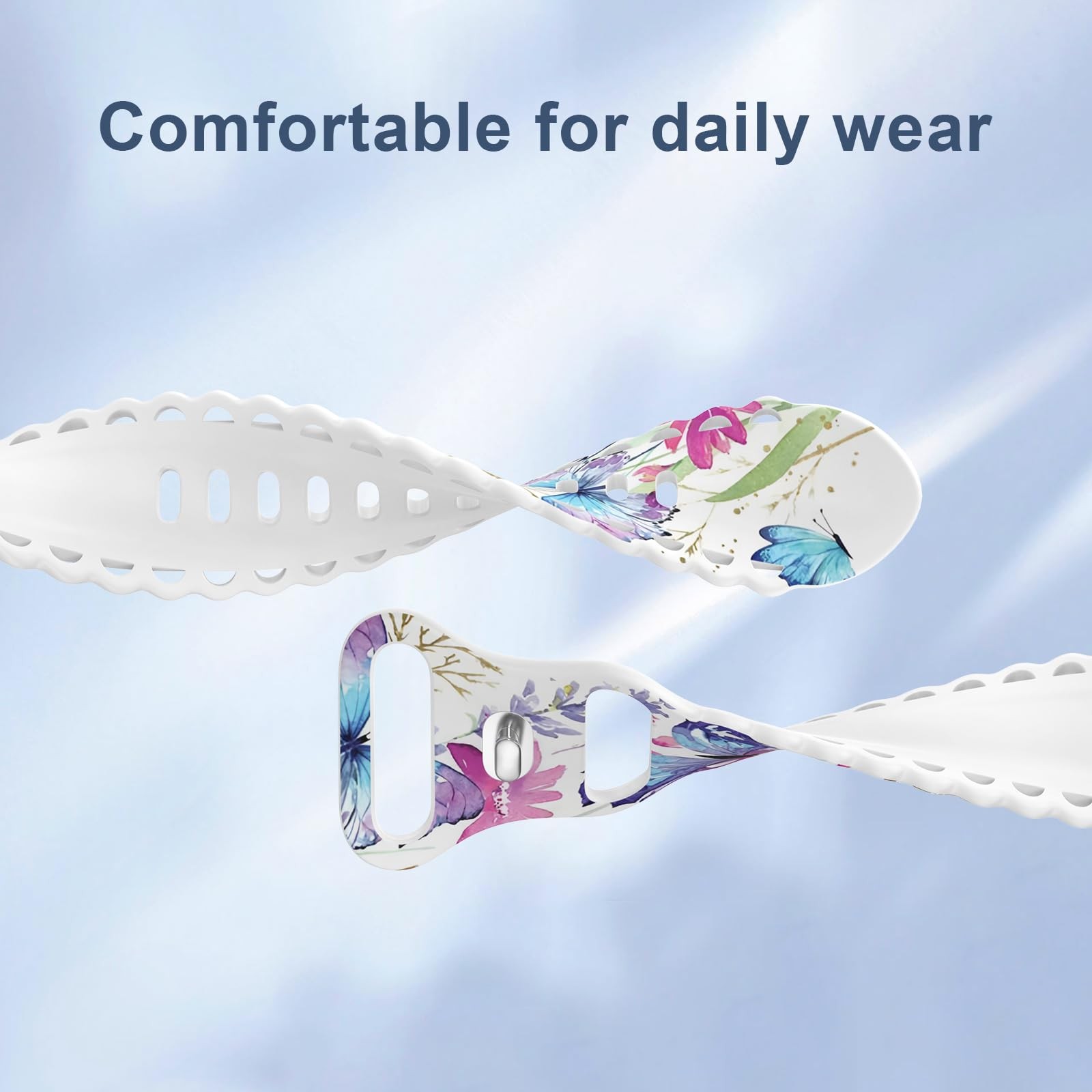 Floral Band Compatible with 38mm/40mm/41mm/42mm(Series 10), Water Butterflies