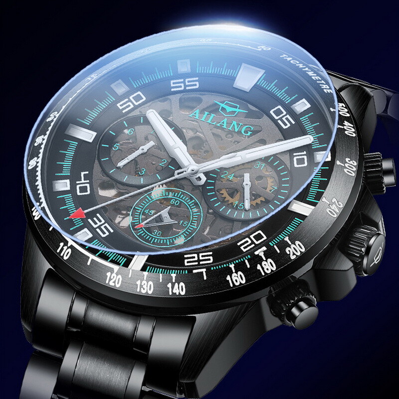 AILANG Men Luxury Hollow Out Multifunction Tourbillon Automatic Mechanical Watch