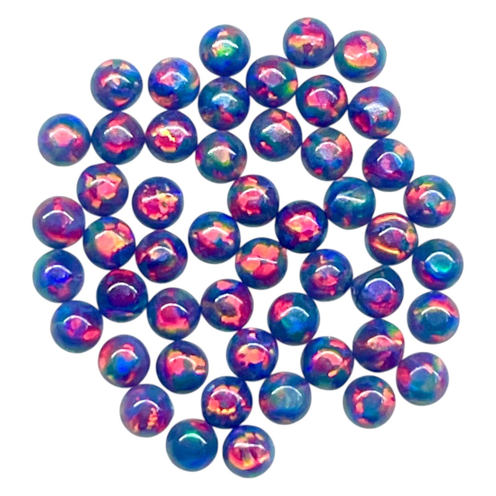 25 Pcs Black Australian Opal 2mm Round Cabochon 5A Quality Lab Created Gemstones