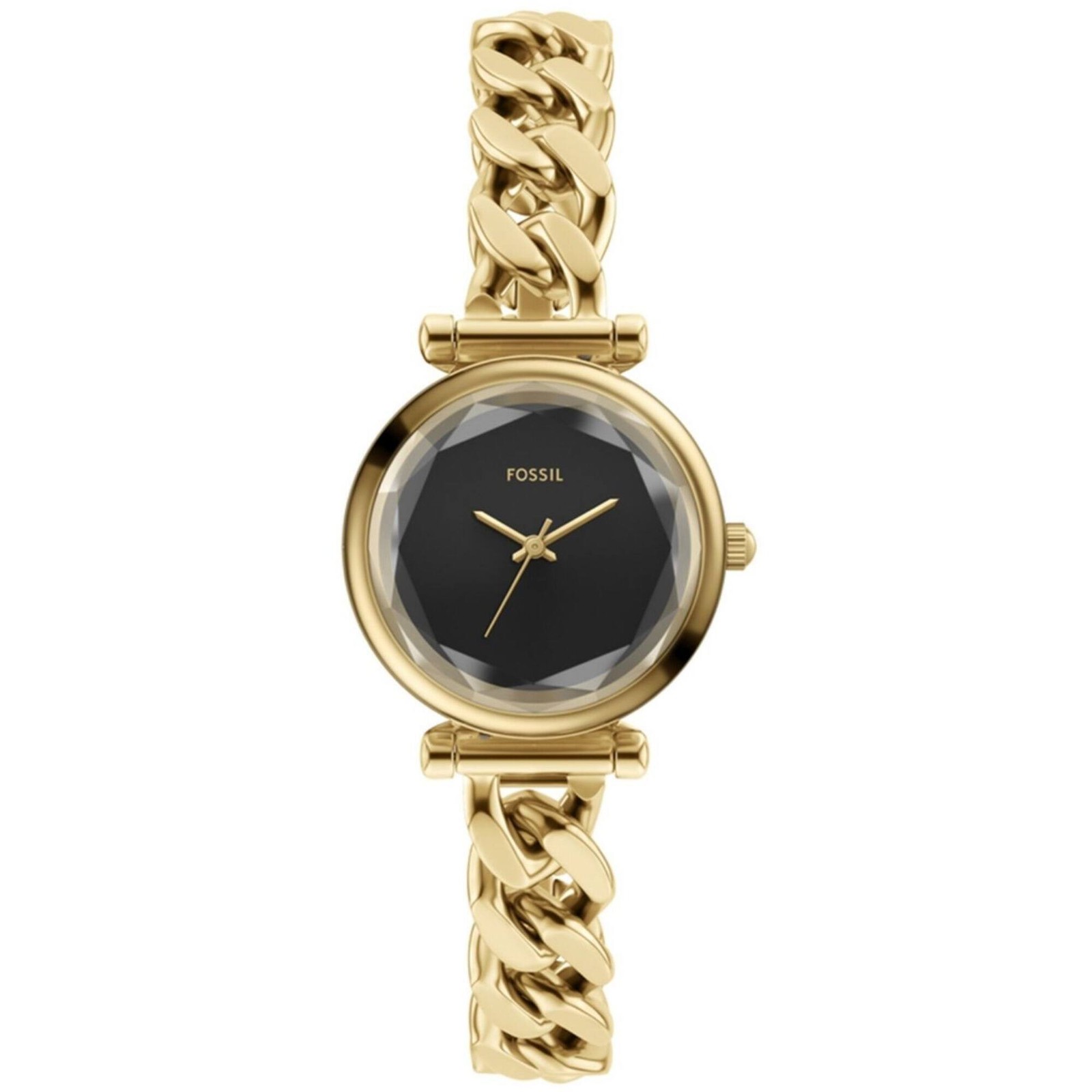 Fossil Women’s Watch Carlie Mini Quartz Black Dial Yellow Gold Bracelet ES5440