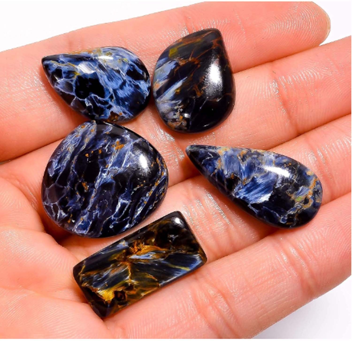 5 Pcs Natural Pietersite Chatoyant Cabochon Moving Clouds 100.00Cts Lot Gemstone