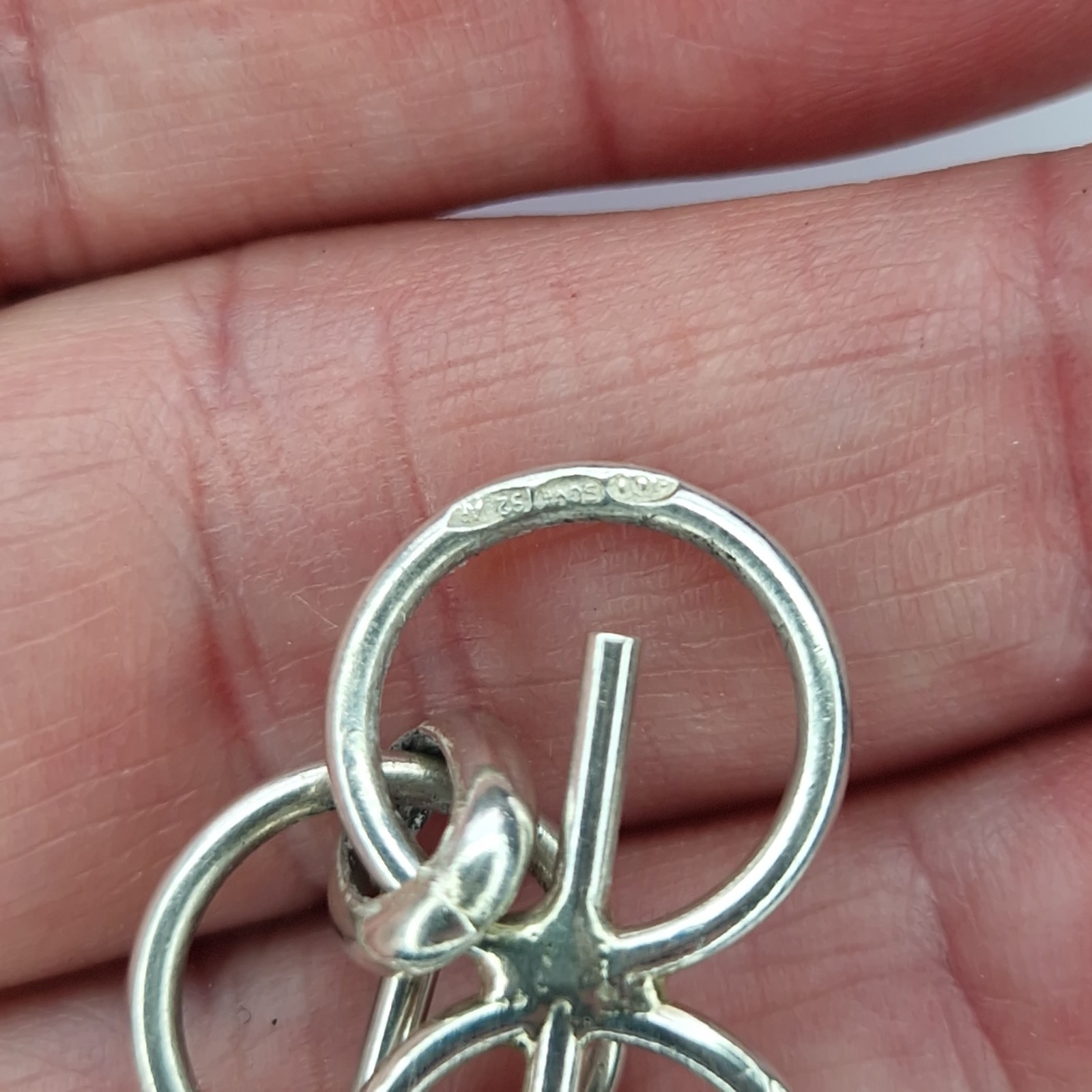 Modernist Scandinavian Bracelet 800 Silver Continental Locked Circles 21.5cm