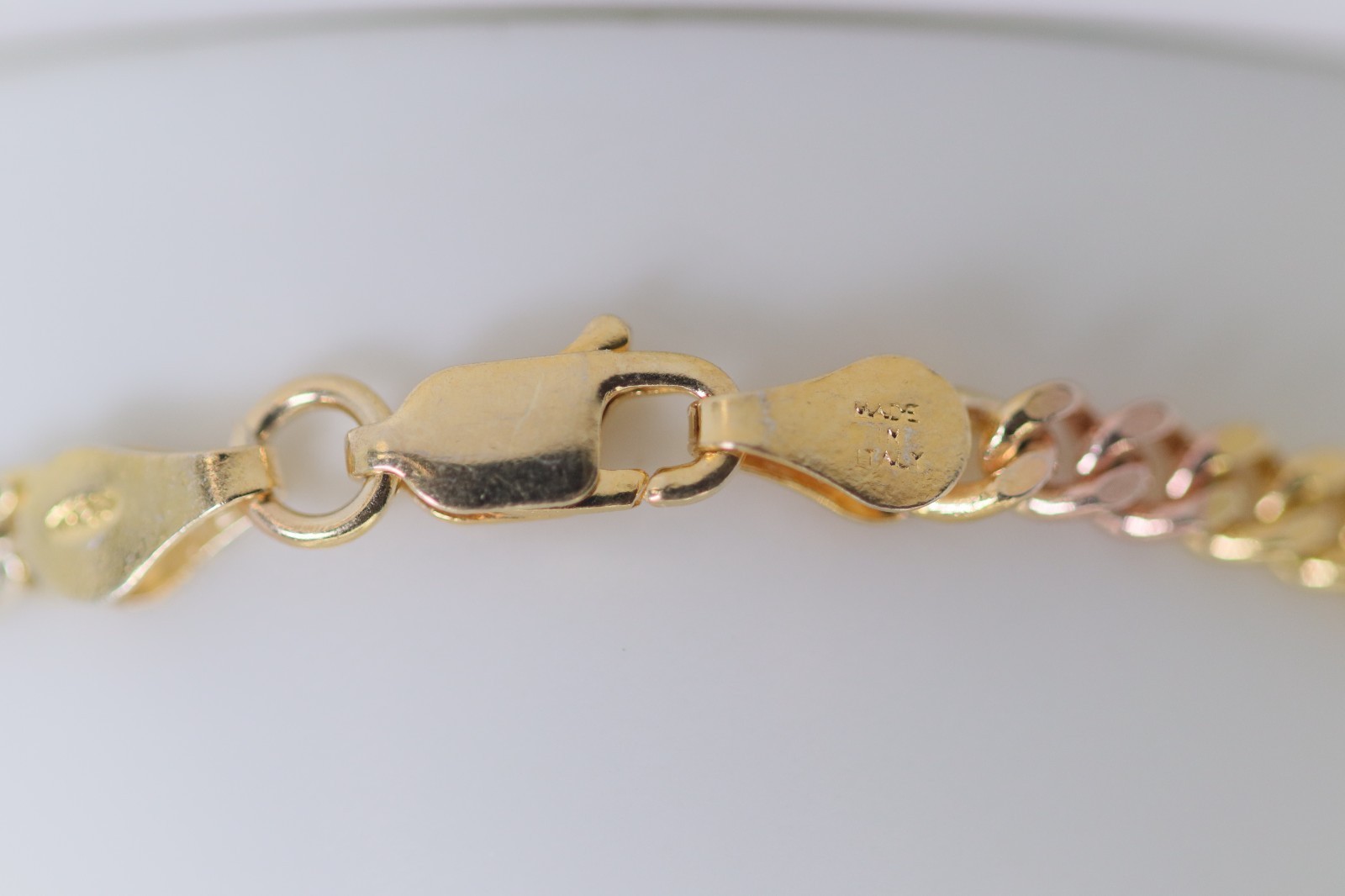 Sterling Silver 925 Made in Italy Bracelet Flat Curb Multicoloured Silver Gold 19cm