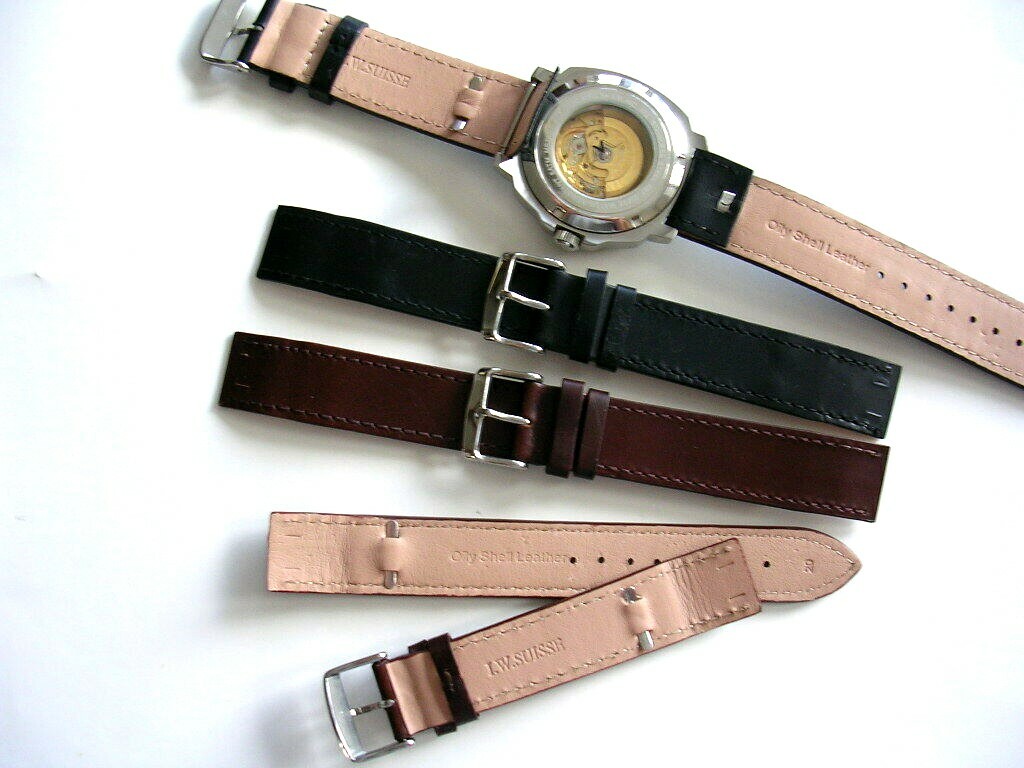 Open End Shell Leather for Vintage Wire Lug Military watch band strap IW SUISSE