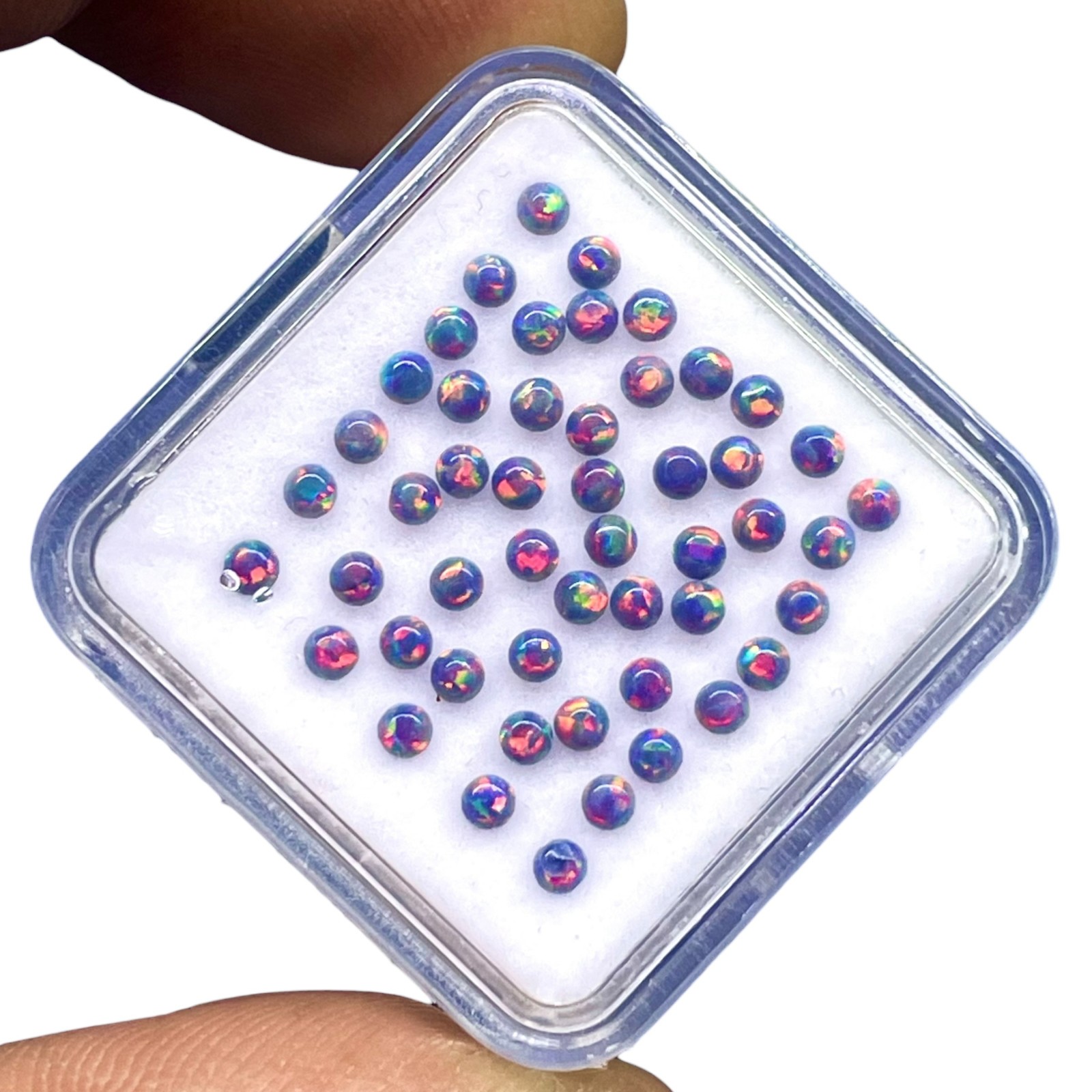 25 Pcs Black Australian Opal 2mm Round Cabochon 5A Quality Lab Created Gemstones