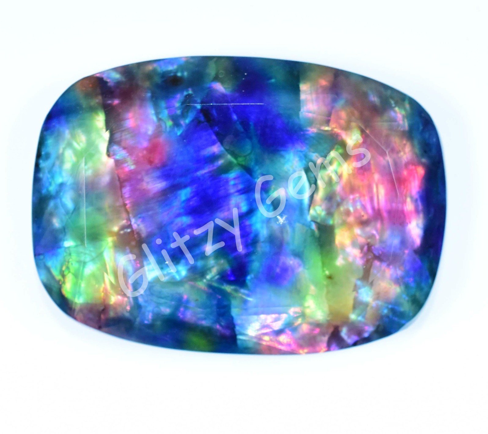 40.55 Ct Natural Ammolite Loose Gemstone Opal Like Organic Doublet Rare Gemstone