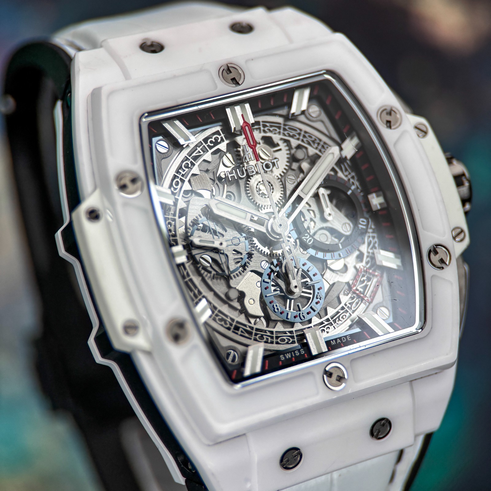 Hublot Spirit of Big Bang White Ceramic Alligator 42mm Skeleton 641.HX.0173.LR