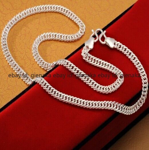 Real Pure S999 Fine Silver Chain Men Women Baby Curb Link Necklace Lucky Link