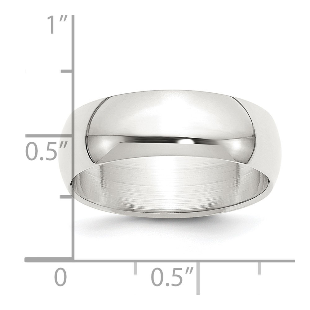 Sterling Silver 7mm Half Round Wedding Band Ring Size 9