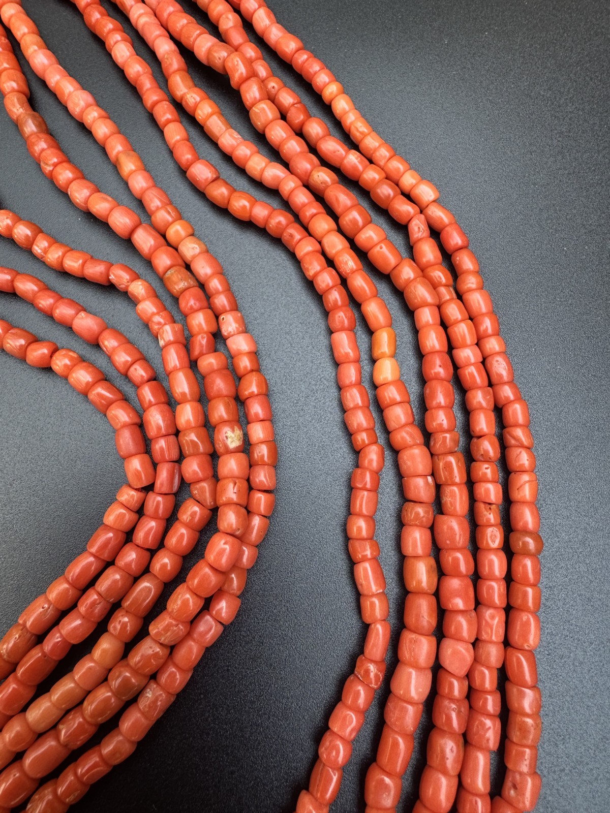 Napoleon Era 18kt Yellow Gold Multi Thread Red Coral Necklace