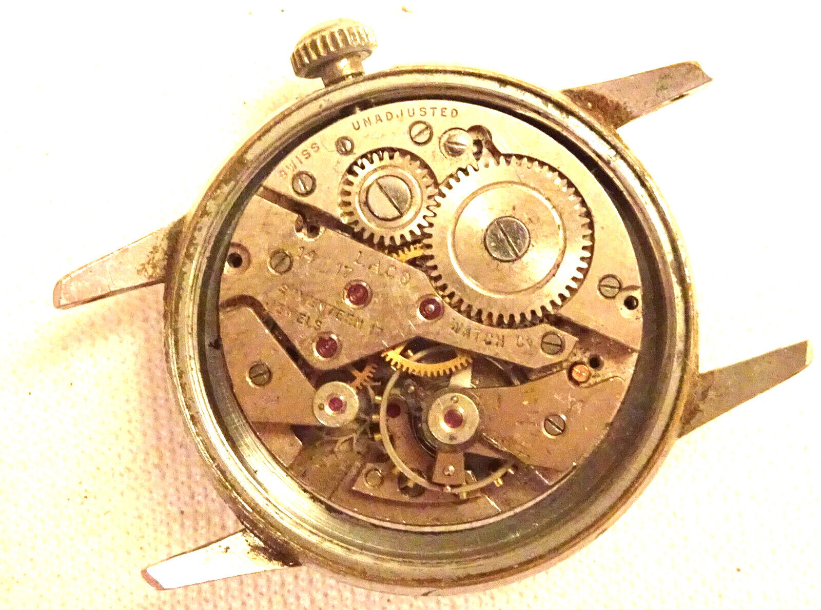 Nassau Wristwatch Movement 17J Vintage Men’s Parts or Repair Laco Watch Co.