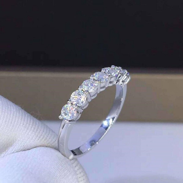 0.70Ct White Round CZ Wedding Anniversary Band In Solid 925 Sterling Silver
