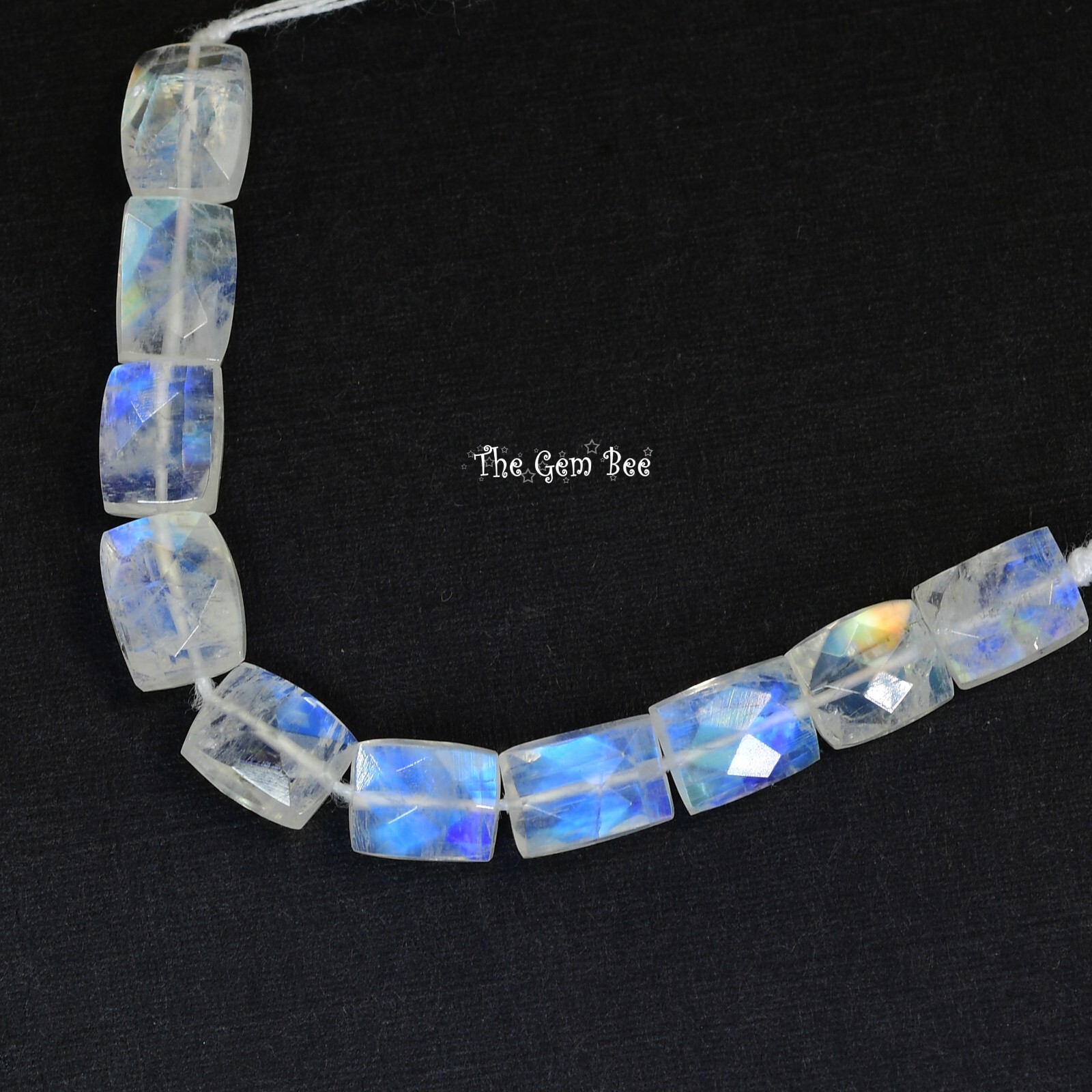 Rainbow Moonstone Faceted Tapered Rectangular Kite Center-Drilled Bead 3″