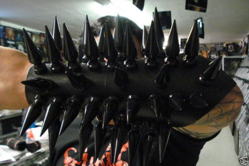 LEATHER GAUNTLET BLACK SPIKES.BLACK METAL…(MDLG0108)….. DARK FUNERAL