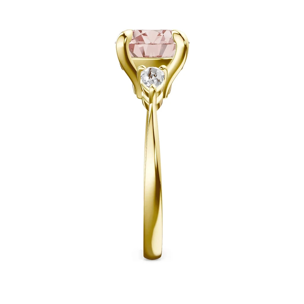 Round Cut 3.70 Ct IGI Lab Created Diamond Ring 14k Yellow Gold Fancy Vivid Pink