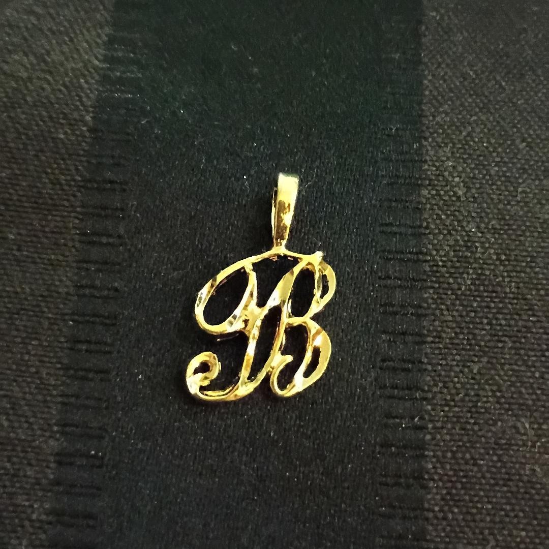 Gold Plated Initial Pendant 24k Yellow Gold Cursive Letters A to Z Diamond-Cut