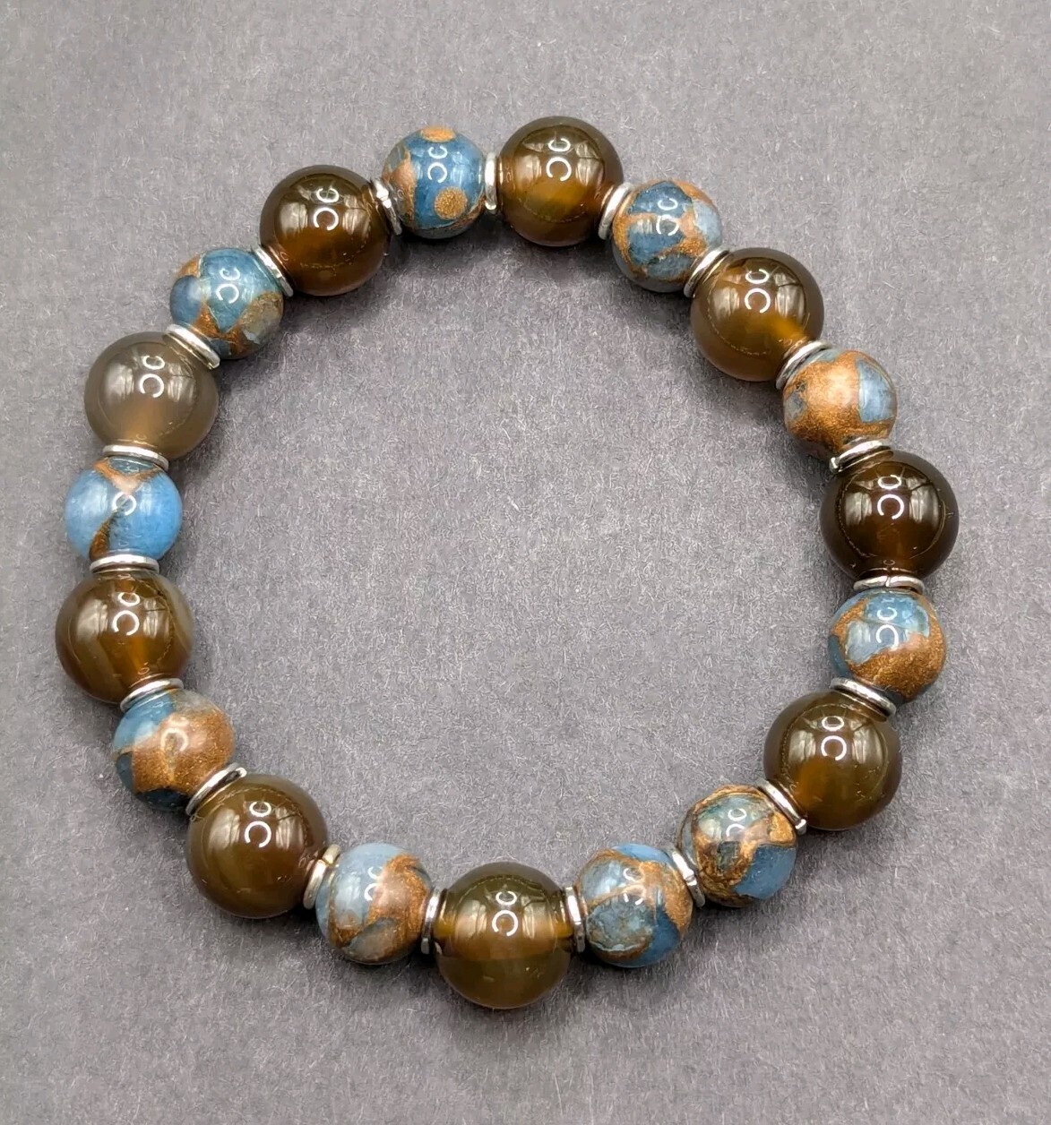 Women’s Stylish Cloisonne Agate Beaded Stretch Bracelet (18cm) Medium Wrist