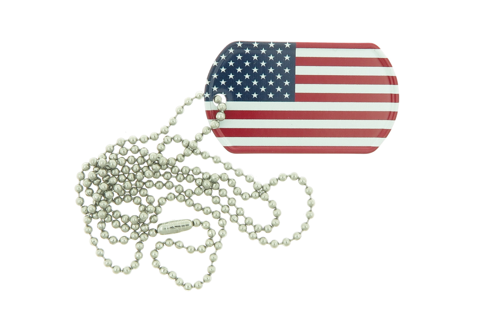 USA Flag Color Printed Rolled Edge Stainless Steel Military Dog Tag