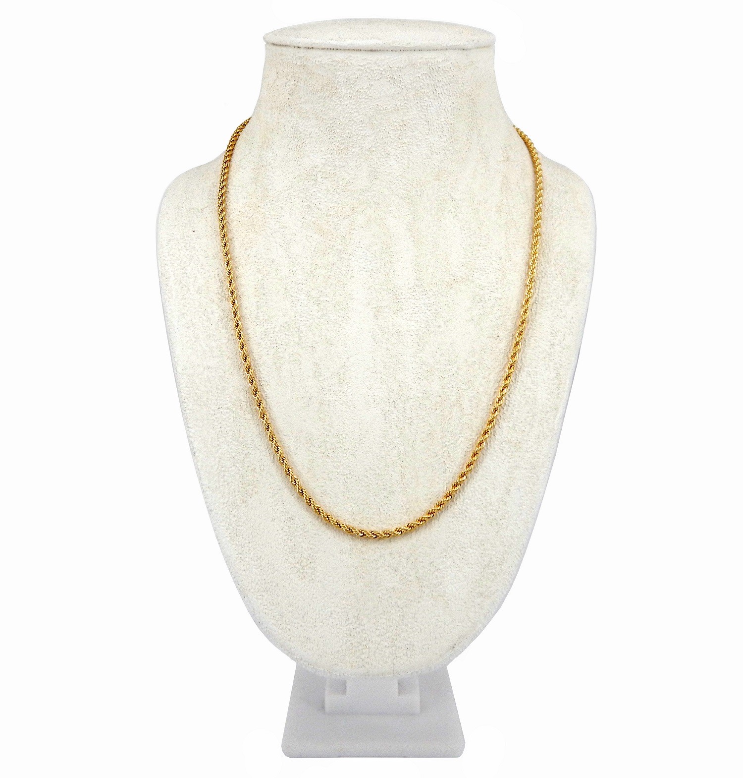 Mens Rope Chain Necklace 2.5mm 14k Gold Plated 18″, 20″, 22″, 24″, 26″, 30″ inch