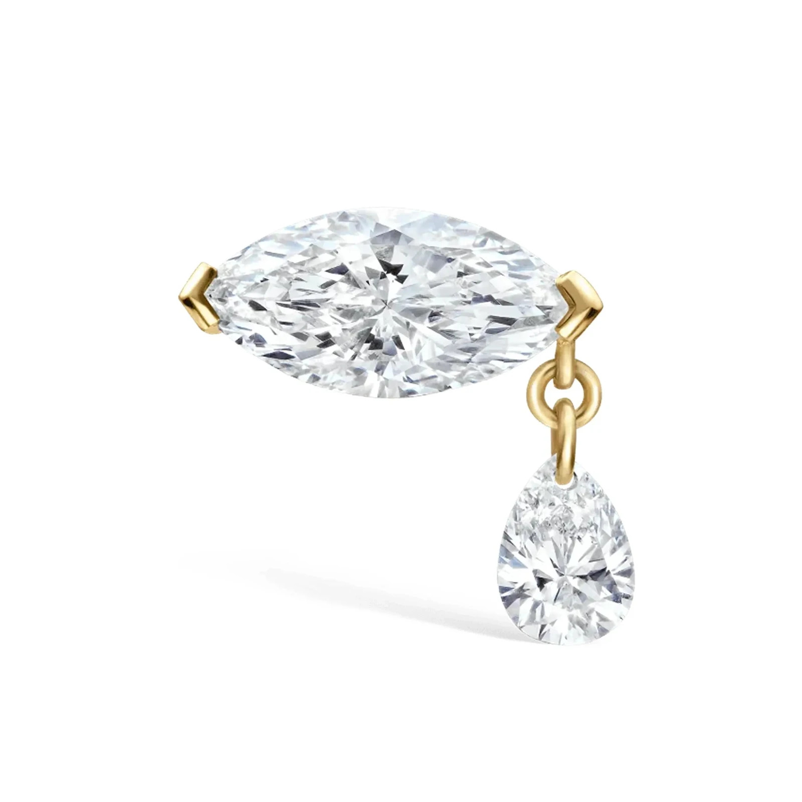 925 Sterling Silver Marquise Pear Moissanite Drop Stud Earrings