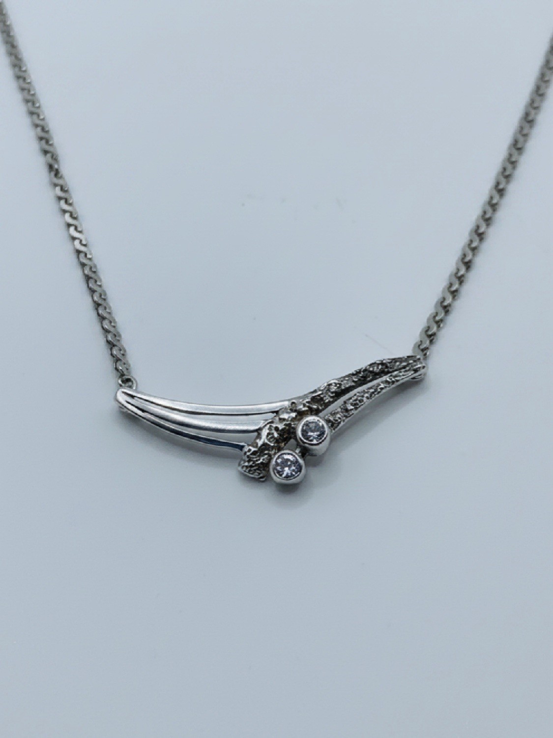 Vtg Swedish Modernist Sterling Silver Quartz Necklace 6.46g EVIR 925 XRF Tested