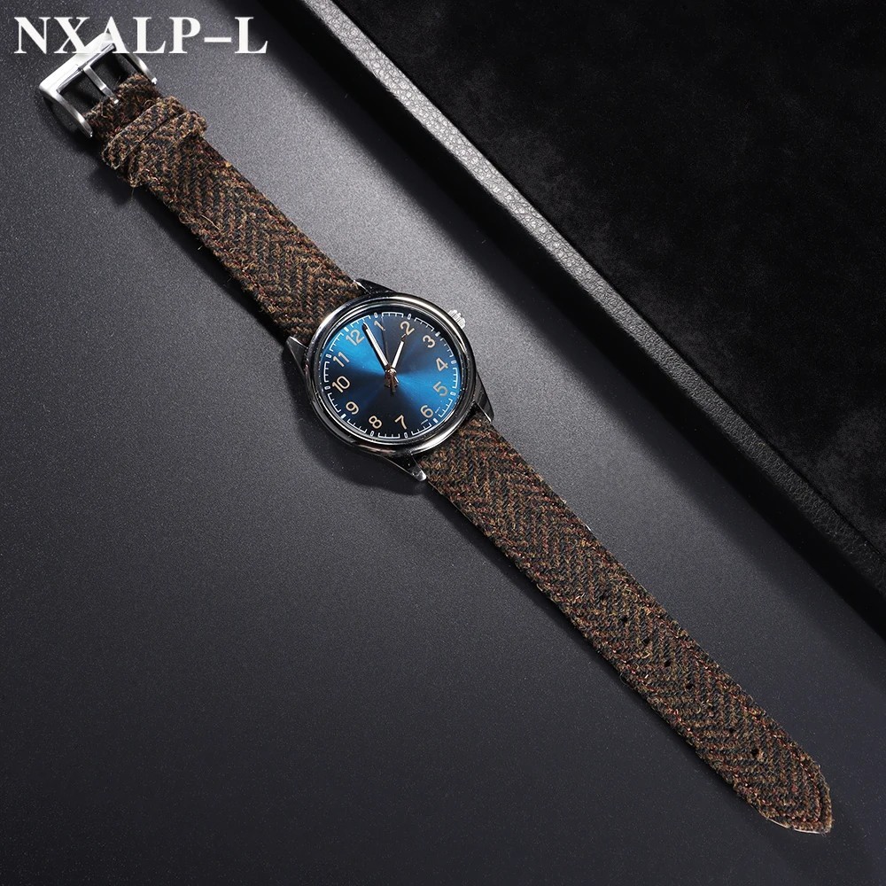 Genuine Leather Tweed Nylon Watch Strap 18mm 20mm 22mm Quick Release Band