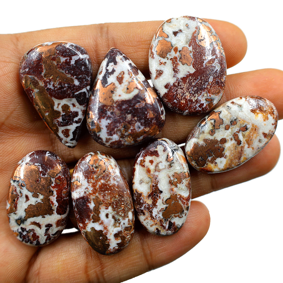 7 PC Natural Copper Dolomite High Quality 28mm-31mm Cabochon Loose Gemstones Lot