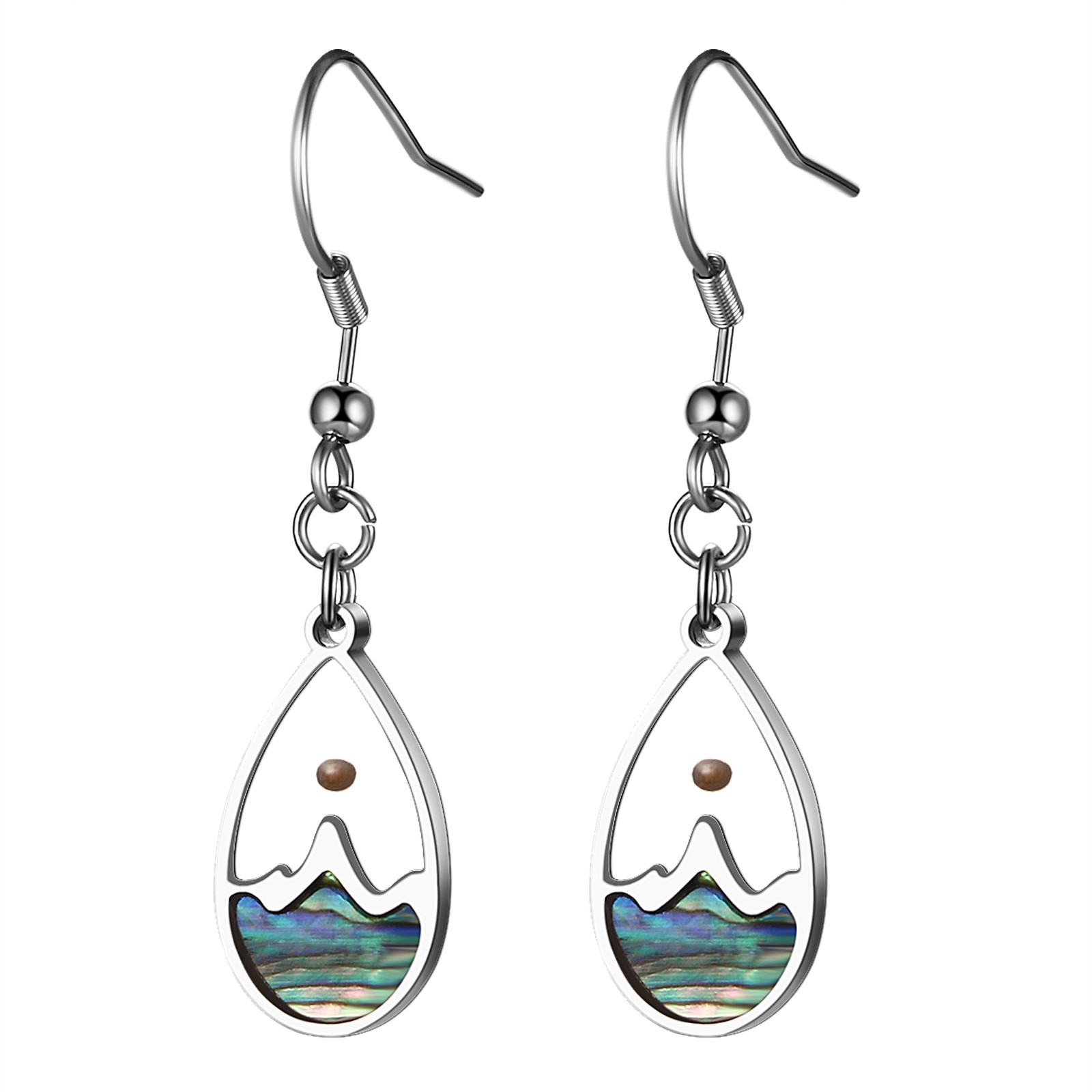 2pcs Women’s Christian Mustard Seed Abalone Shell Teardrop Earrings Faith Gift