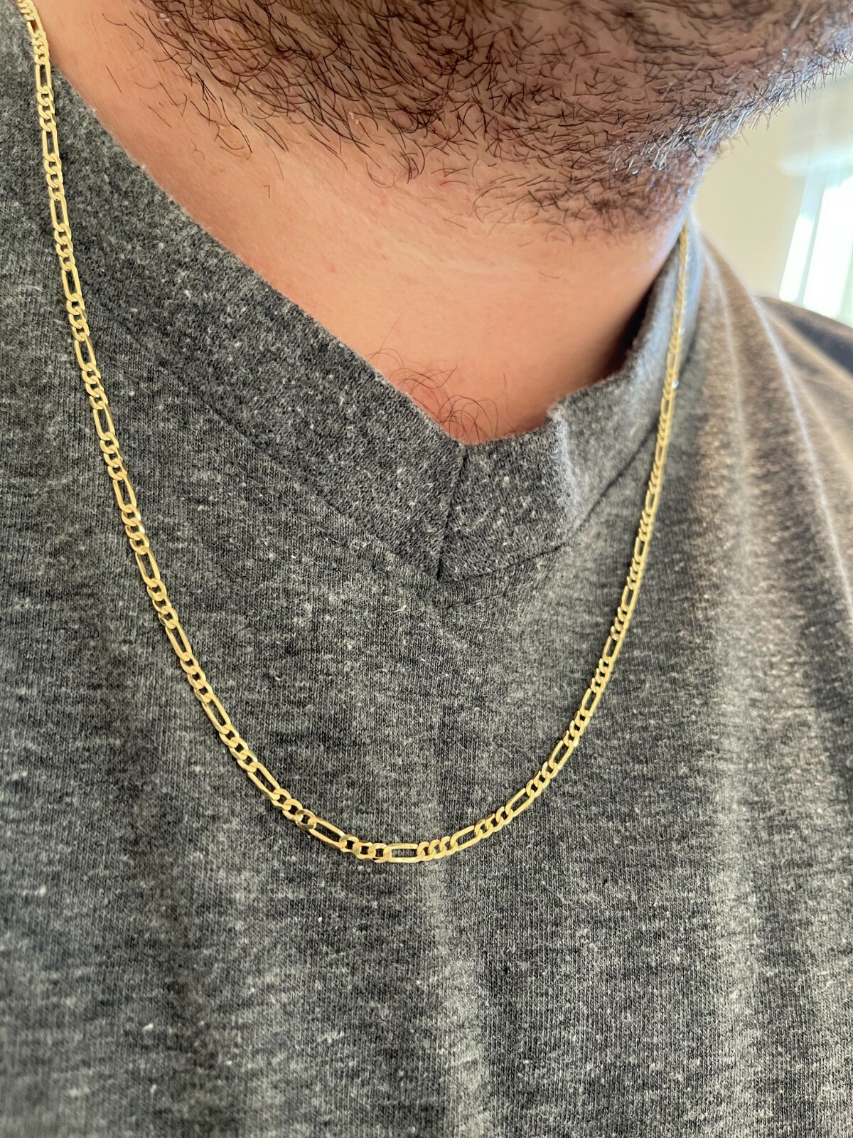 14k Gold Plated Solid 925 Sterling Silver Figaro Chain Necklace Mens Ladies Flat