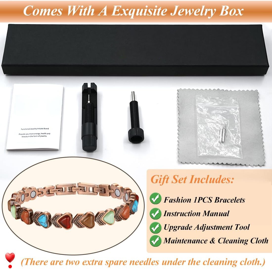 Men’s Pure Copper Magnetic Therapy Bracelet Adjustable Pain Relief Arthritis