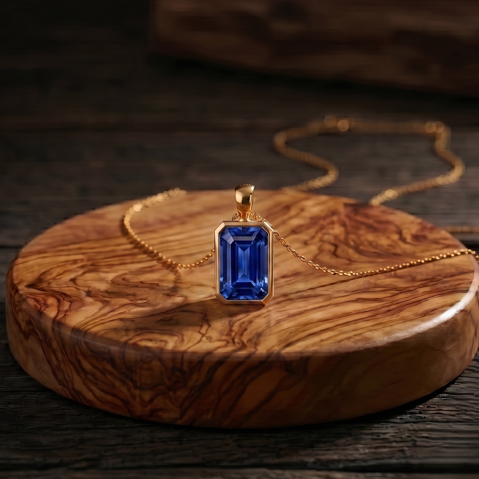 Elegant Gold Plated Blue Sapphire Pendant for Women | Birthstone Jewelry Gift