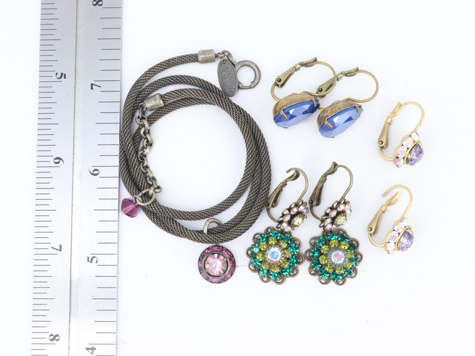 Vintage Liz Palacios Jewelry Lot Swarovski Crystal Necklace Earrings Rhinestones