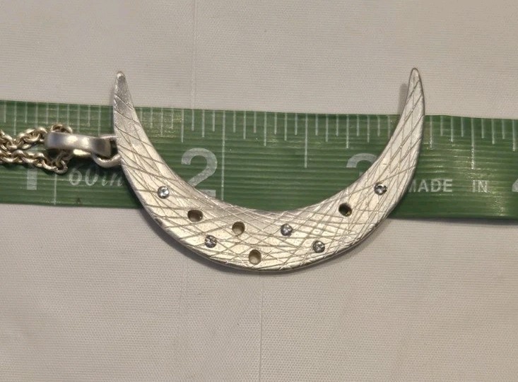 Brighton Cosmos Crescent Moon W/ Crystals Silver Tone 30″-33″Adj Inch Necklace