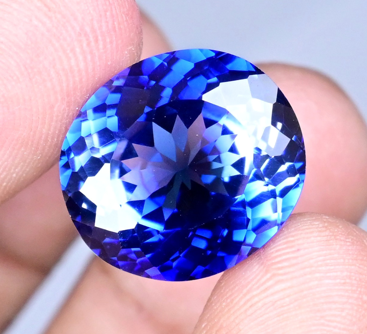 24.95 Ct Natural Ceylon YoGo Blue Sapphire Oval Certified Flawless Gemstone