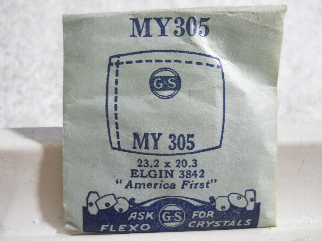 GS MY305 PMY305 Watch Crystal Fit Elgin 3842 6611 America First – 23.2 x 20.3 mm